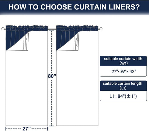 NICETOWN Door Curtains for Doorway, Black Out Curtain Liners for Drapes, Noise Reducing Light Blocking Blackout Liners for 84 inch Curtains (Set o...