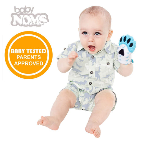 ® Teething Mitten | The Original Teething Paw | Safe Silicone Teething Toy or Teething Ring Provides Self-Soothing Teething Relief | Dino Blue Tee...