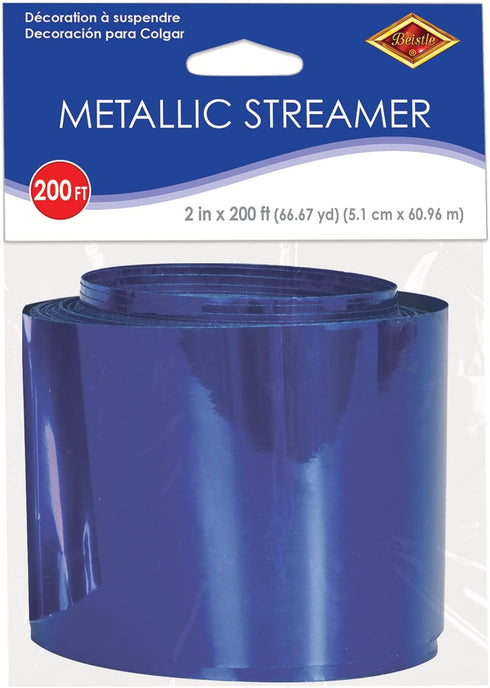 Beistle Gleam 'N Streamer Metallized Streamer, 2-Inch by 200-Feet, blue (55365-B)...