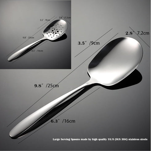 X-Large Serving Spoons Set, 9.8 Inch Slotted Spoon and Serving Spoon, 18/8 Stainless Steel Cooking Spoon, Mixing Spoon, Buffet Serving Utensils, P...