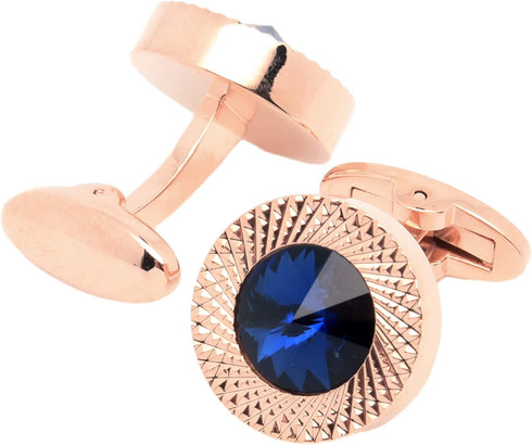 Round Crystal Silver Cufflinks for Men With Gift Box Green/Blue/Colorful Crystals Men's Cuff Link Set for Wedding Shirt Party Business Birthday An...