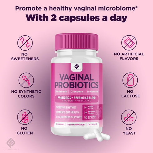 Vaginal Probiotics for Women Digestive Enzymes Gut Health PH Balance Pills, Women's Probiotic + Prebiotic Cranberry D Mannose Weight Loss UTI Vagi...