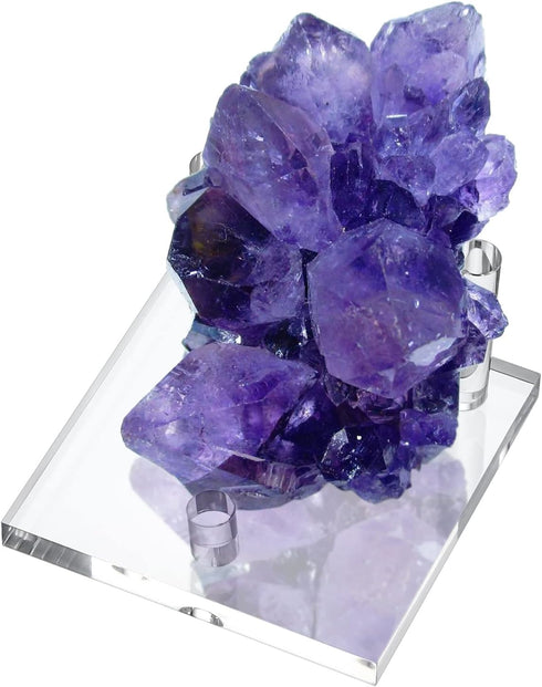 Hipiwe 4-Pack Clear Acrylic Display Stand, Three-Peg Display Easel Stands for Fossil Coral Geodes Rock Mineral Agate Small Collectibles, Large...