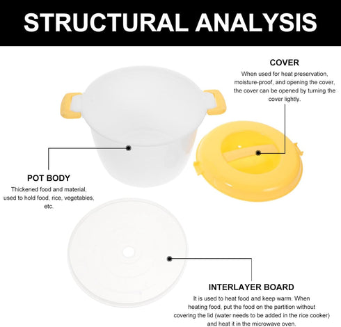 Hemoton Microwave Rice Maker Microwave Rice Cooker Rice Steamer: Round Microwave Food Container Microwaveable Rice Pasta Cooker Includes Spoons Mi...
