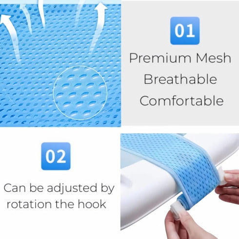 Baby Bath Seat Infant Bathing Support Mat with Five Safety Support Corner Adjustable Antiskid Bath Net Cushion Universal Baby Shower Net Pad Comfo...