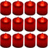 LANKER 12 Pack Red Flameless Led Tea Lights Candles - Flickering Long Lasting Battery Operated Electronic Fake Candles – Decorations for Wedding, ...
