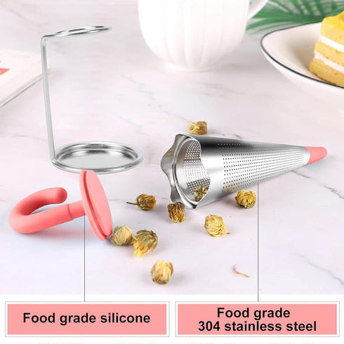 Numola 2Pcs Reusable Umbrella Tea Infuser with Drip Tray for Tea Cups, Mugs and Teapots, Stainless Steel Fine Mesh Tea Strainer with Silicone Lid ...