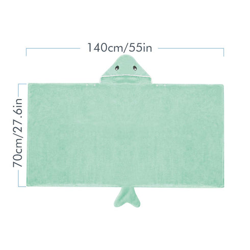 ROMASA Toddler Hooded Bath Towel Ultra Soft Towel Highly Absorbent Bathrobe Blanket for Boys Girls- 27.5" x 55"(Green Shark-Shape)...