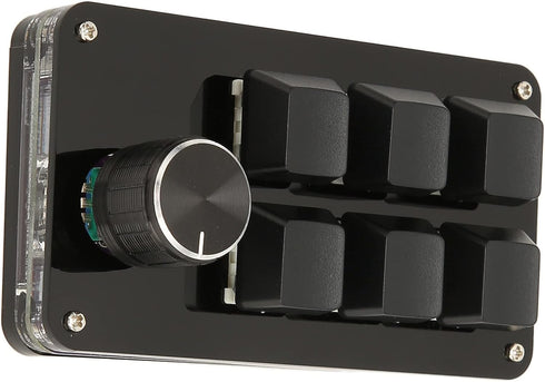 One Hand Macro Mechanical Keyboard, 6 Key Mini Keypad with Knob, DIY Programmable Keyboard for Gaming, Designers and Video Editors...