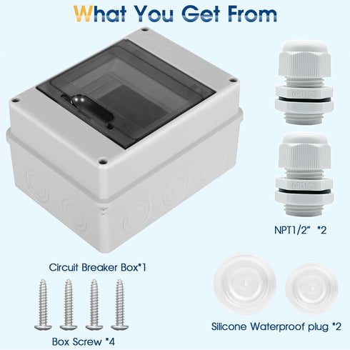 Waterproof Distribution Protection Box, ABS Plastic Breaker Electrical Box and Transparent Cover IP65, for Indoor Outdoor Wall Circuit Breaker (HT...