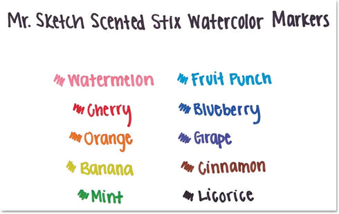 Mr. Sketch 1905313 Scented Stix Watercolor Markers, Fine Point, 10/Set...