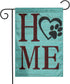Teal Wooden Home Dog Paw Print Love Heart Monogram Burlap Garden Porch Lawn Flag Farmhouse Decorations Mailbox Decor Welcome Sign 12x18 Inch Mini ...