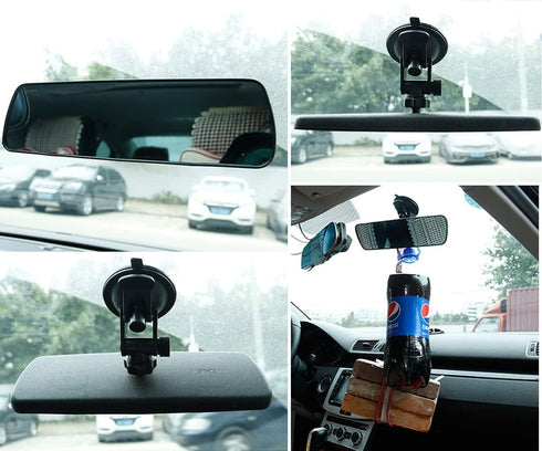 Car Rear View Mirror 9.8” Day/Night Rearview Mirror, Universal Anti-glare Truck Mirror Interior Suction Cup Wide View Mirror - Deluxe Version,Plai...