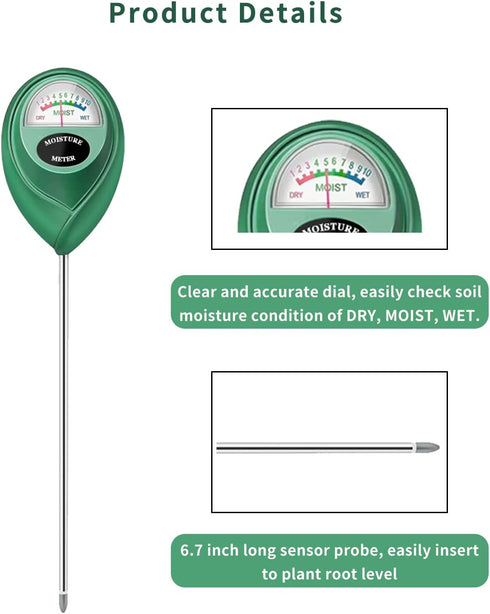 Soil Moisture Meter, Soil Moisture Monitor for House Plants, Soil Hygrometer Moisture Sensor for Indoor & Outdoor, Garden, Farm, Lawn Plant Care, ...