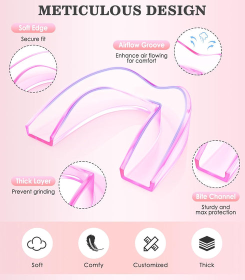 Mouth Guard for Grinding Teeth, 4 Pack Moldable Teeth Guard at Night Sleep Jaw Clenching & Bruxism, Ventilated Teeth Grinding Guard Box with 5X Ma...