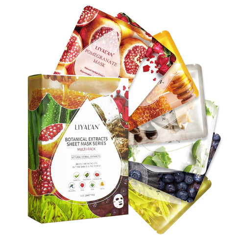 LIYALAN Face Mask Skin Care 7 Pack Sheet Facial mask For Women Moisturizing, Brightening and Soothing Spa Face Masks Beauty...