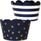 Navy Blue and Gold Cupcake Wrappers - Reversible Party Decoration Supplies, Sailor Theme, Nautical Baby Shower, Military Retirement, Police Birthd...
