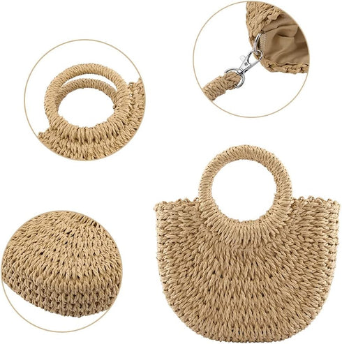 CHIC DIARY Small Summer Beach Straw Bag for Women Crossbody Top Handle Shoulder Handbag Mini Handwoven Rattan Clutch Purse...