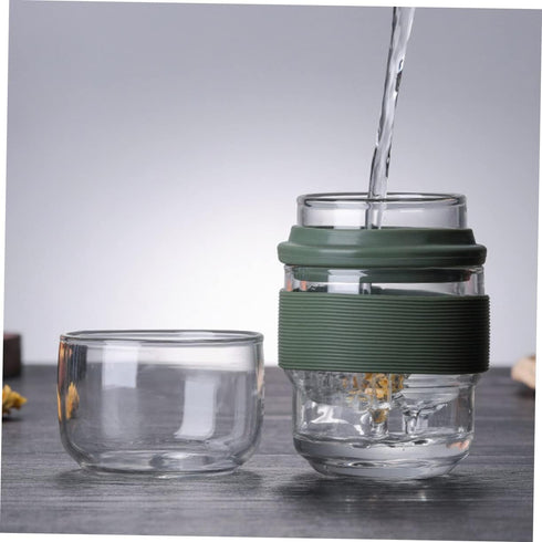 Set Travel Coffee Glass Cup Glass Teapot Glass Tea Kettle Camping Tea Kettle Tea Tumbler with Infuser Drinking Bottle Portable Tea Kettle Glass Te...