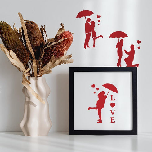 Couple Holding Umbrella Stencils 11.8×11.8inch Couple Love Drawing Painting Templates with Paint Brush Romantic Love Template for Wood Window Furn...