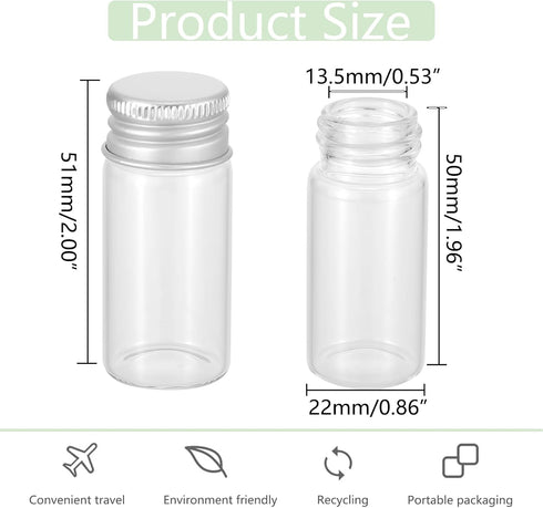 30Pcs 10ml Glass Vials with Aluminium Cap, Small Clear Glass Bottles, Sample Bottle with Screw Caps...