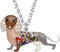 BONSNY Statement Enamel Rhinestone Chain Dachshund Dog Necklaces Pendant Original Design for Women Jewelry...