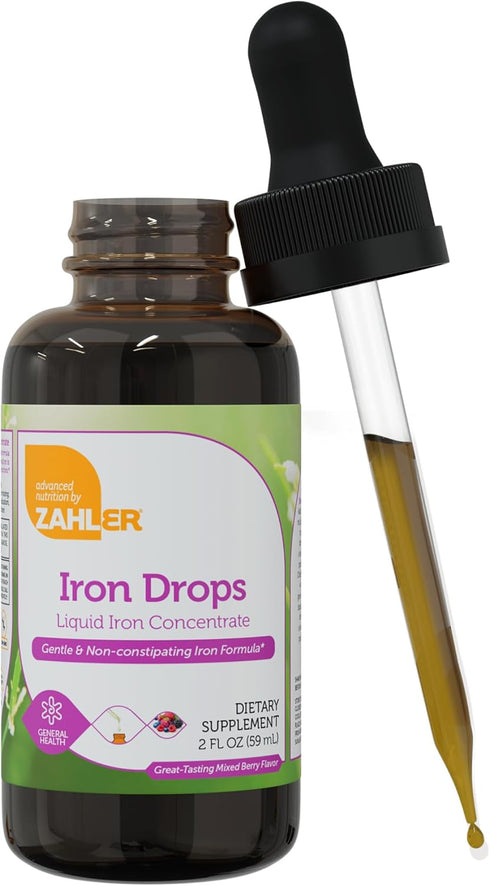 Zahler's Iron Drops, Liquid Iron Concentrate, Gentle and Non-Constipating Iron Formula, 2 Fl OZ...