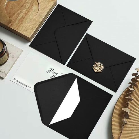 50 Packs of A7 Envelopes for Invitation, Black 5x7 Envelopes with V Flap, Great for Graduation, Invitation, Baby Shower, Wedding and RSVP Cards (B...