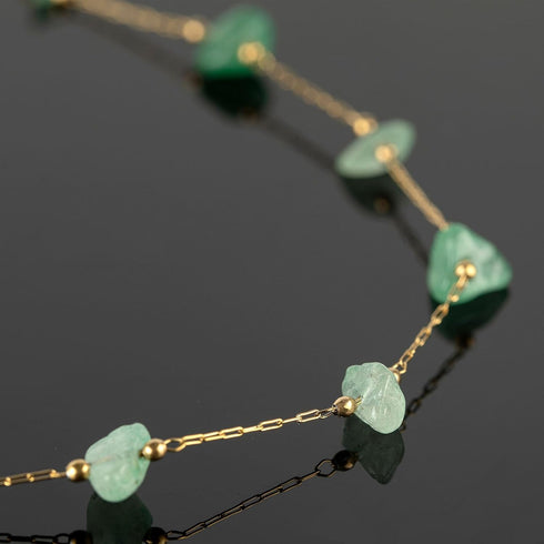 YOUBEIYEE 13 Feet Green Stone Chains for Jewelry Making Gold Plated Stainless Steel Jewelry Chain Roll Handmade Natural Healing Gemstone Chain Nec...