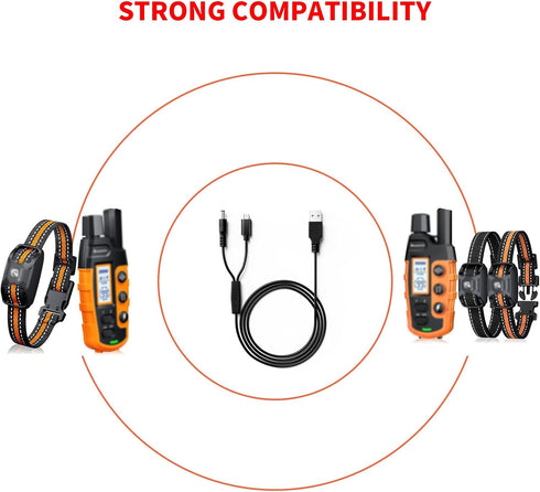 for Bousnic Dog Shock Collar Collar Charger Replacement, MEROM Power Cable Compatible with Bousnic Dog Shock Collar RS2 and RS2B, 2-in-1 DC Chargi...