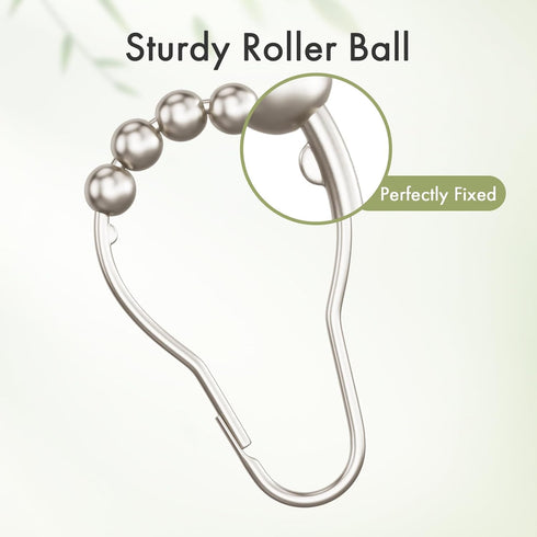 Amazer Shower Curtain Rings, Rust-Resistant Metal Shower Hooks Ring Shower Rings for Curtain Rolling Shower Curtain Hooks for Bathroom Shower Rod ...