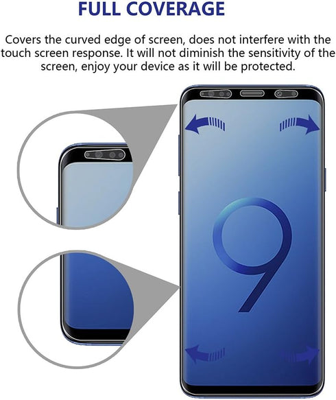 Galaxy S9 Plus Screen Protector Privacy 2-Way Anti Spy (2 Pack) Curve Fit Soft Film (NOT Tempered Glass) for Samsung S9+ with 1-Pack Back Skin Pro...