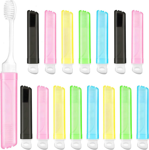 WSSROGY 15 Pack Travel Toothbrush Bulk Folding Toothbrush with Toothbrush Box Potable Travel Toothbrush for Travel Camping Home...