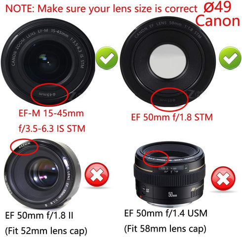 49mm-52mm Step Up Ring 49mm Lens to 52mm Filter (2 Pack), WH1916 Camera Lens Filter Adapter Ring Lens Converter Accessories...