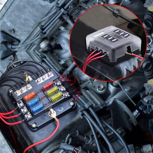 Geloo 12V Fuse Block for Boat, 6 Way Marine Fuse Block with LED Indicator, ATC/ATO Waterproof Blade Fuses Box, 6 Circuits Boat Fuse Panel for Mari...