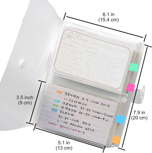 BetterJonny 3x5 Index Card Organizer, Index Cards Clear Plastic Holder Organizer Pouches Book Recipe Card Holder Flash Cards Holder, 40 Page Hold ...