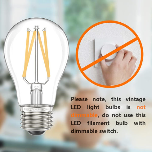 LED Edison Light Bulbs, Non-Dimmable 4W G45 2700 Kelvin E26 LED Bulb, 40W Incandescent Equivalent Warm White Light Bulb for Tiffany Large Table La...