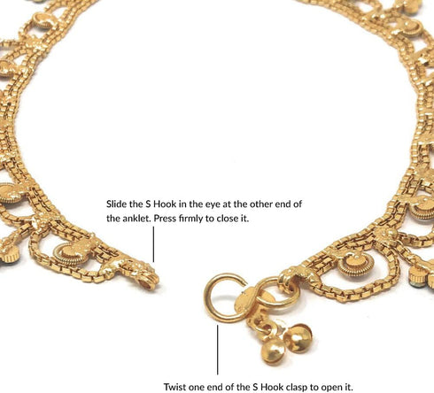 Indian Gold Tone Bells Anklet Chain Payal Set For Women in Multicolor Rhinestone Crystal Zircon For Beach Party Gift...