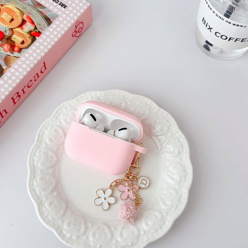 Cute Pink Case for Airpods Pro 2nd/1st Generation Cover for Girl Women with Pom pom Flower Keychain & Cleaner Kit, Soft Silicone Protective Skin f...