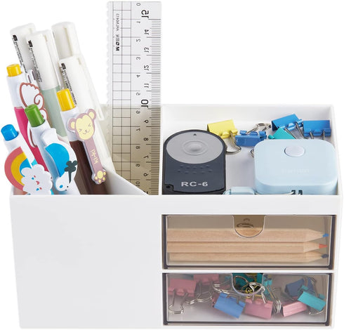 LETURE Office Desk Organizer with drawer, Office Supplies and Desk Accessories, Business Card/Pen/Pencil/Mobile Phone/Stationery Holder Storage Bo...