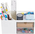LETURE Office Desk Organizer with drawer, Office Supplies and Desk Accessories, Business Card/Pen/Pencil/Mobile Phone/Stationery Holder Storage Bo...