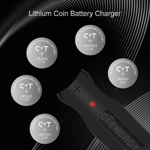 Button Coin Cell Battery Charger 2032 2016 2025 1632 1025 1220 1254 1620 USB Charge Rechargeable Lithium Ion Round Button Batteries 3.7V (Battery ...