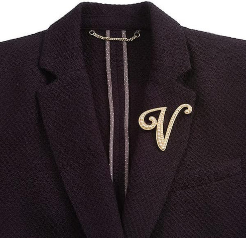 V' Large Gold Plated White Faux Pearl Letter V Alphabet Initial Brooch Personalised Jewellery Gift - 55mm Tall...