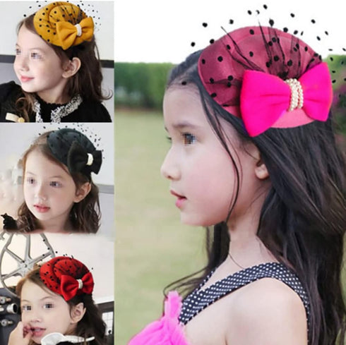 Vintage Bowknot Veil Hat Mini Top Hat Pill Box Hat Classic Wedding Party Hat with Clip for Ladies Women Black...