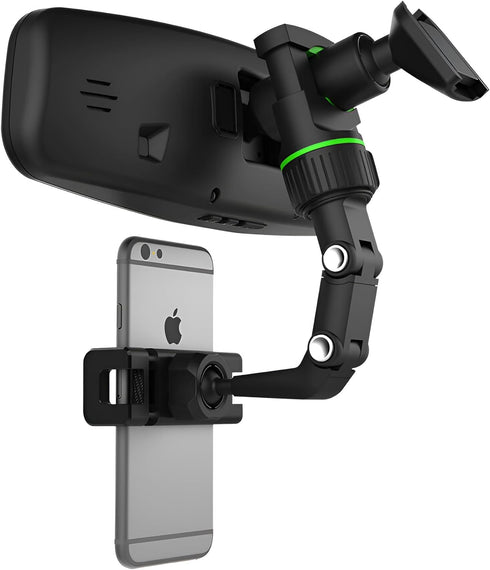 JacobsParts Rearview Mirror Phone Holder for Car, Rotatable and Retractable Phone Holder Mount for iPhone and Samsung - Universally Compatible wit...