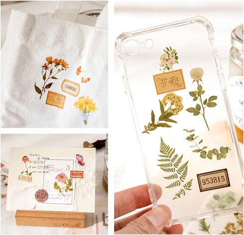 2 Sheets Vintage Rub on Transfer Flower Leaves Stickers 2 Sheet Linen, Clear Rub on Transfer Floral Stickers Decals for Wood Crafts Wine Glass Fab...