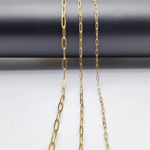 KEIAOUE 16.4 Feet Stainless Steel Paperclip Chains for Jewelry Making Gold Plated Bulk Bracelet Necklace Chain with Lobster Clasps and Jump Rings ...