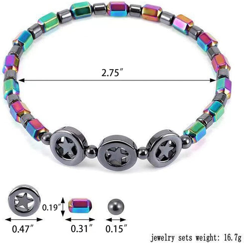 choice of all 5Pcs Hematite Bracelets for Women Hematite Bracelet Circle Star Laser Anklet Promote Metabolism Pain Relief Anklet...