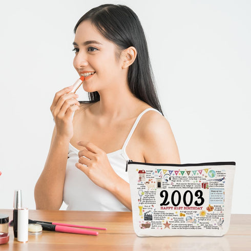 21st Birthday Gifts for Her 2003 Makeup Bag Gifts for 21 Year Old Female Cosmetic Bag Cool 21st Birthday Gifts 21st Birthday Ideas for Women Frien...