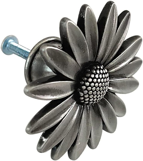 Retro Flower Knobs 4 Pcs Unique Single Hole Knob Drawer Cabinet Wardrobe Dressing Table Closet Cupboard Furniture Door Handle Hardware Decoration ...